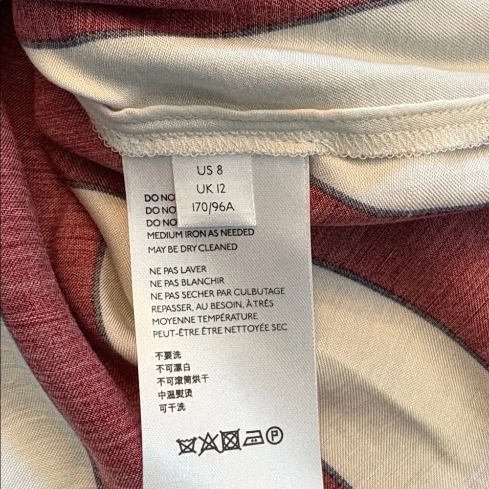 Anthropologie Red and White Striped Satin Blouse